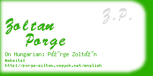 zoltan porge business card